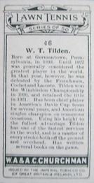 1928 Churchman's Lawn Tennis #46 Bill Tilden Back