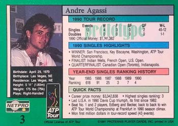 1991 NetPro Tour Stars - Prototypes #3 Andre Agassi Back