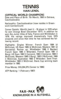 1987 Fax-Pax #NNO Ivan Lendl Back