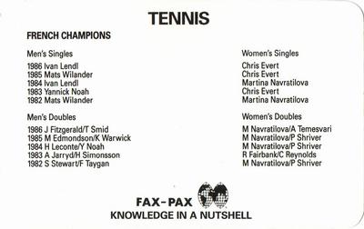 1987 Fax-Pax #NNO Stade Roland Garros Back