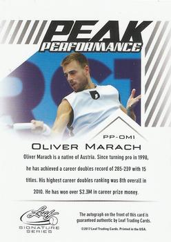 2017 Leaf Signature Series - Peak Performance Autographs #PP-OM1 Oliver Marach Back