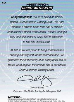 2003 NetPro International Series - Court Authentic Series D #6D Daniela Hantuchova Back