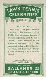 1928 Gallaher's Lawn Tennis Celebrities #49 Bill Tilden Back