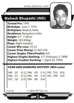 2000 ATP Tour Player #3 Mahesh Bhupathi Back