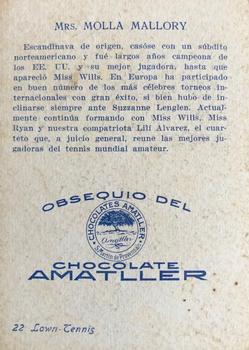 1930 Amatller Chocolates #22 Molla Mallory Back