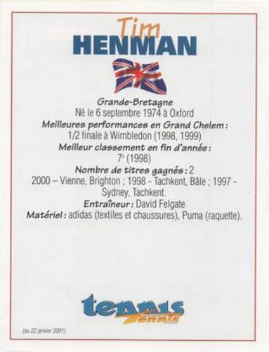 2001 Tennis Plus Junior Magazine #NNO Tim Henman Back