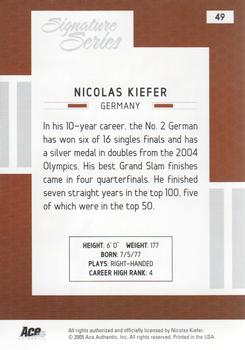 2005 Ace Authentic Signature Series #49 Nicolas Kiefer Back