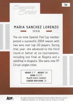 2005 Ace Authentic Signature Series #56 Maria Sanchez Lorenzo Back