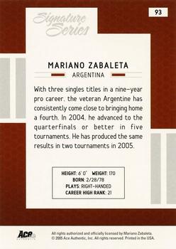 2005 Ace Authentic Signature Series #93 Mariano Zabaleta Back