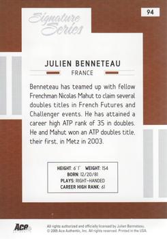 2005 Ace Authentic Signature Series #94 Julien Benneteau Back