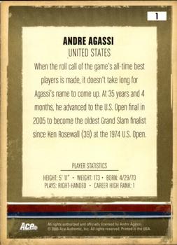 2006 Ace Authentic Heroes & Legends #1 Andre Agassi Back
