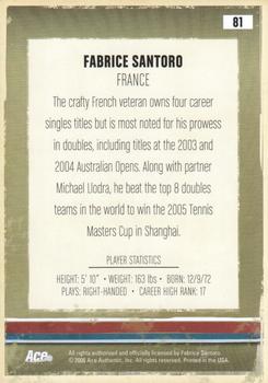 2006 Ace Authentic Heroes & Legends #81 Fabrice Santoro Back