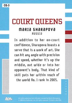 2005 Ace Authentic Signature Series - Court Queens #CQ-3 Maria Sharapova Back