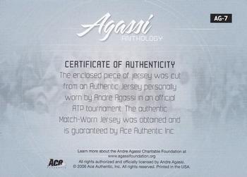 2006 Ace Authentic Grand Slam - Agassi Anthology Materials #AG-7 Andre Agassi Back