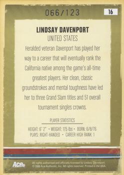 2006 Ace Authentic Heroes & Legends - Autograph #16 Lindsay Davenport Back