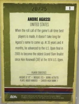 2006 Ace Authentic Heroes & Legends - Autograph Gold #1 Andre Agassi Back