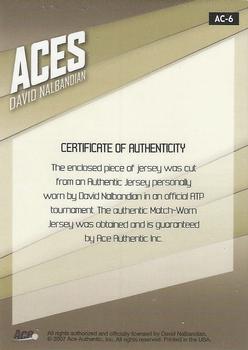 2007 Ace Authentic Straight Sets - Aces Materials #AC-6 David Nalbandian Back