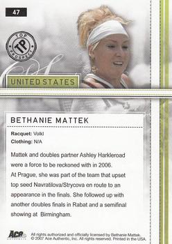 2007 Ace Authentic Straight Sets - Bronze #47 Bethanie Mattek Back