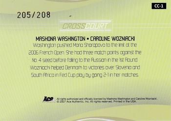 2007 Ace Authentic Straight Sets - Cross Court Autographs #CC-1 Mashona Washington / Caroline Wozniacki Back