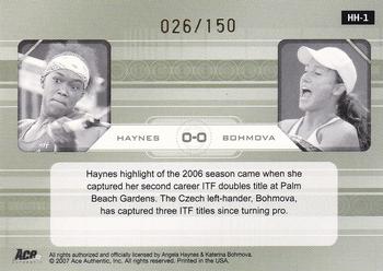 2007 Ace Authentic Straight Sets - Head to Head Autographs #HH1 Katerina Bohmova / Angela Haynes Back