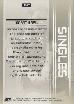 2007 Ace Authentic Straight Sets - Singles Materials #SI17 Marat Safin Back