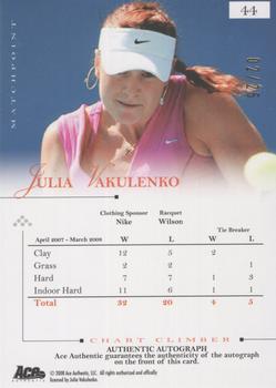 2008 Ace Authentic Match Point - Autographs Gold #44 Julia Vakulenko Back