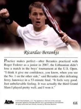 2012 Ace Authentic Grand Slam 3 #68 Ricardas Berankis Back