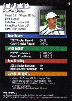 2003 NetPro #4 Andy Roddick Back