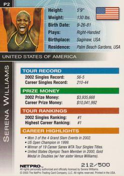 2003 NetPro - Glossy International Series Preview #P2 Serena Williams Back