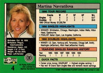 1991 NetPro Tour Stars #4 Martina Navratilova Back