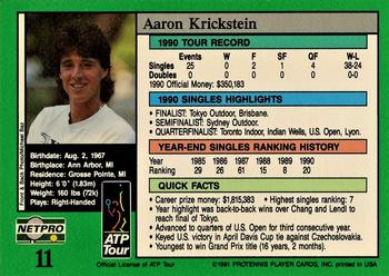 1991 NetPro Tour Stars #11 Aaron Krickstein Back