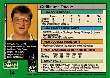1991 NetPro Tour Stars #14 Guillaume Raoux Back