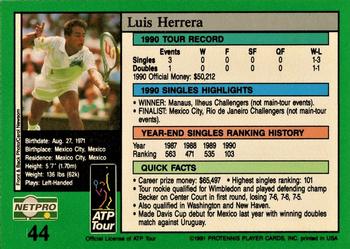1991 NetPro Tour Stars #44 Luis Herrera Back