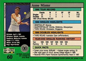 1991 NetPro Tour Stars #60 Anne Minter Back