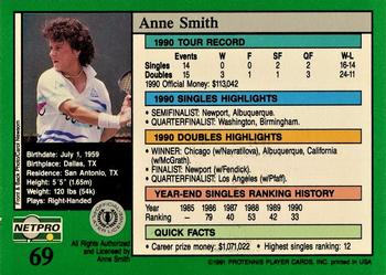 1991 NetPro Tour Stars #69 Anne Smith Back