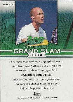 2013 Leaf Ace Authentic Grand Slam #BA-JC1 James Cerretani Back