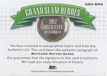 2013 Leaf Ace Authentic Grand Slam - Grand Slam Heroes Autographs #GSH-BMS Bethanie Mattek-Sands Back