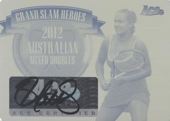 2013 Leaf Ace Authentic Grand Slam - Grand Slam Heroes Autographs Printing Plates Yellow #GSH-BMS Bethanie Mattek-Sands Front