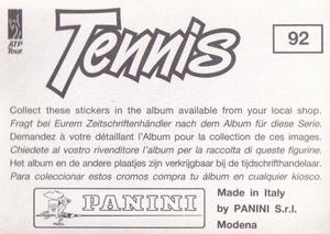 1992 Panini ATP Tour Stickers #92 Lars Jonsson Back