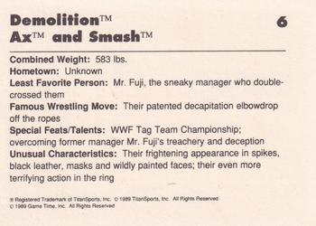 1989 Classic WWF #6 Demolition Back