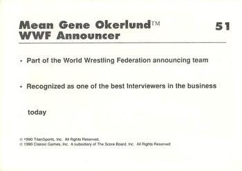 1989 Classic WWF #51 Mean Gene Okerlund Back