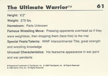 1989 Classic WWF #61 The Ultimate Warrior Back