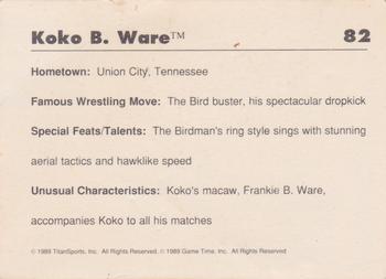 1989 Classic WWF #82 Koko B. Ware Back