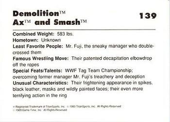 1989 Classic WWF #139 Demolition Back