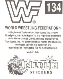 1990 Merlin WWF Superstars Stickers #134 Barbarian Logo Back