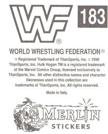 1990 Merlin WWF Superstars Stickers #183 Million Dollar Man Ted DiBiase Logo Back