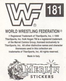 1990 Merlin WWF Superstars Stickers #181 Million Dollar Man Ted DiBiase Puzzle Back