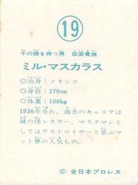 1976 Yamakatsu All Japan Pro Wrestling #19 Mil Mascaras Back