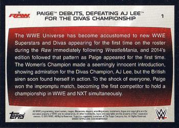 2015 Topps WWE Road to Wrestlemania #1 Paige Back