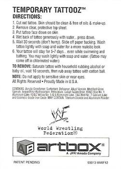 1999 Artbox WWF Lenticular Action - Temporary Tattooz #WWF12 Kane Logo Back
